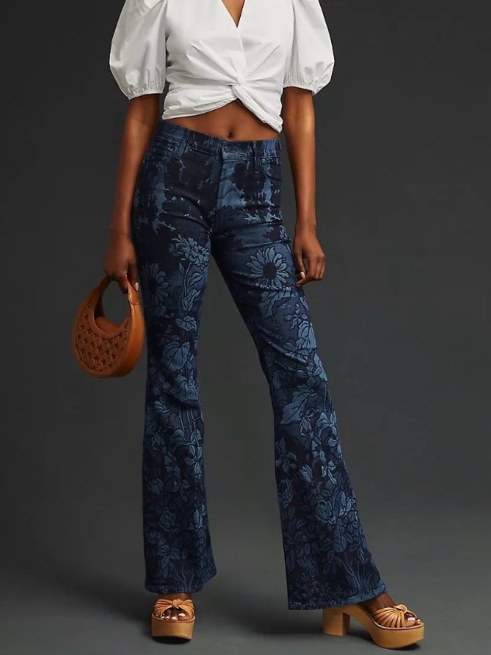 MOTHER Doozie Sneak Floral High Waist Flare Jeans